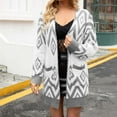 thumbnail image 5 of IROINNID Women's Cardigan Open Front Jacket Graphic Prints Long Sleeve Casual Sweater Coat Top Cardigan Loose Hollow Out Coat, Gray, 5 of 9