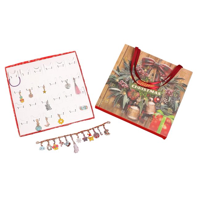 Caja de regalo de calendario de Adviento de Navidad, Kit de collar de pulsera artesanal, caja de 24 cuenta regresiva de días, 2021 chica de Año Nuevo, 2022