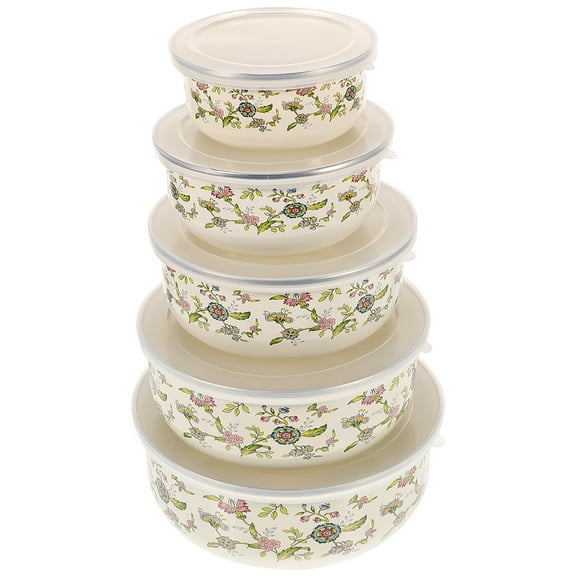 5 Pcs Enamel Enamel Bowl Fruit Bowl Storage Bowls with Lids Mixing Bowls Sets Tureen Pot Serving Bowl with Lid
