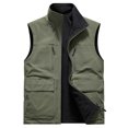 thumbnail image 3 of Gfyviroh Mens Fleece Lined Vests Multi Pockets Waterproof Sleeveless Jackets Turn-down Collar Zip Up Vest Coats, 3 of 4