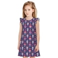thumbnail image 1 of Balery leaf flower Skull colorful Camisón de princesa para niñas, pijama de algodón con mangas abullonadas, suave y bonito.-Medium, 1 of 6