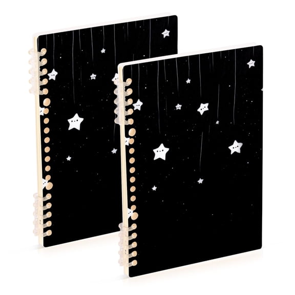 Cute Stars Falling Down Notebook Detachable Coil Notebook Diary Plan Book A5 Size 60 Pages 1 Pack