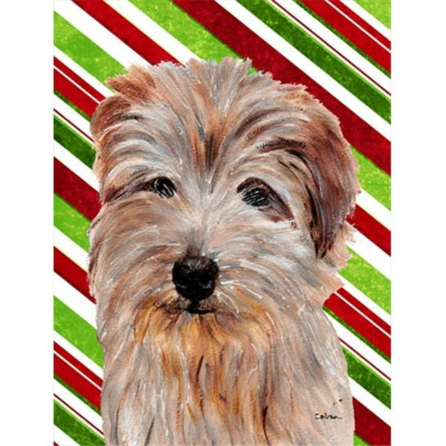 Norfolk Terrier Candy Cane Christmas Flag Garden Size