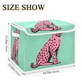 thumbnail image 5 of Yayeee Collapsible Cube Storage Bin with Lid Fabric Closet Decorative Basket with Handles, Pink Cheetah, 5 of 7
