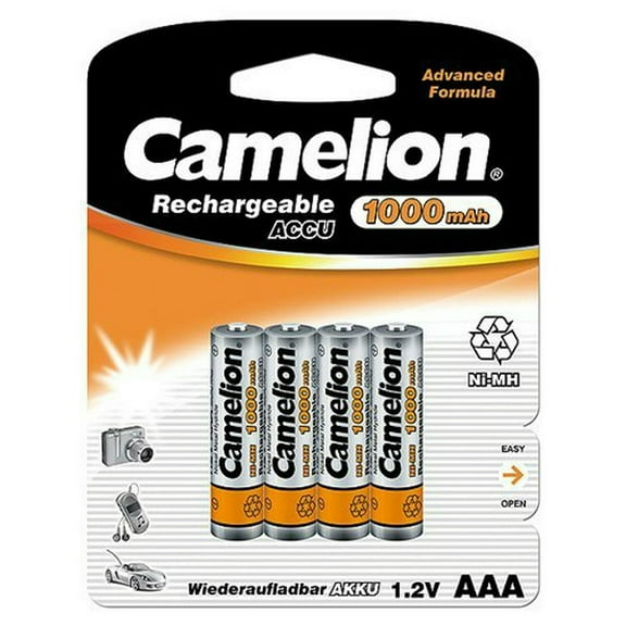 Camelion AAA Rechargeable Ni-MH Battery 1.2V 4Pcs per Pack. Standard 1000mAh