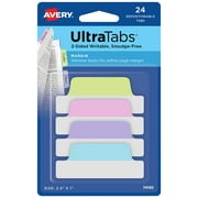Avery Ultra Tabs, Margin Style, 2.5" x 1", Assorted Pastel Colors, 24 Tabs (74192)