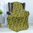 thumbnail image 4 of Woods Soft Flannel Fleece Throw Blanket, Continuous Pattern with Bear in Pine Tree Forest, Cozy Plush for Indoor and Outdoor Use, 60" x 80", Olive Green Chocolate, by Ambesonne, 4 of 5