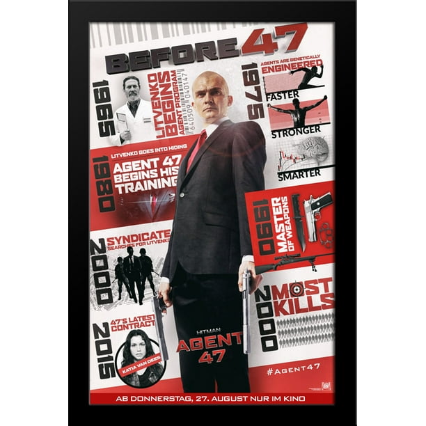 Hitman Agent 47 28x38 Large Black Wood Framed Movie Poster Art Print Walmart Com