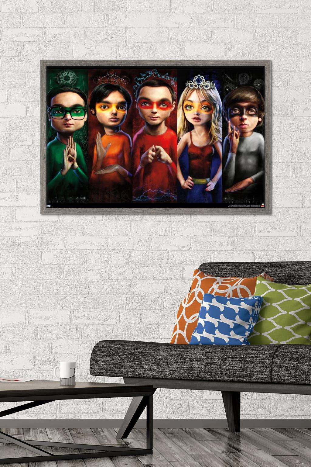 The Big Bang Theory - Faces Wall Poster, 22.375" x 34", Framed