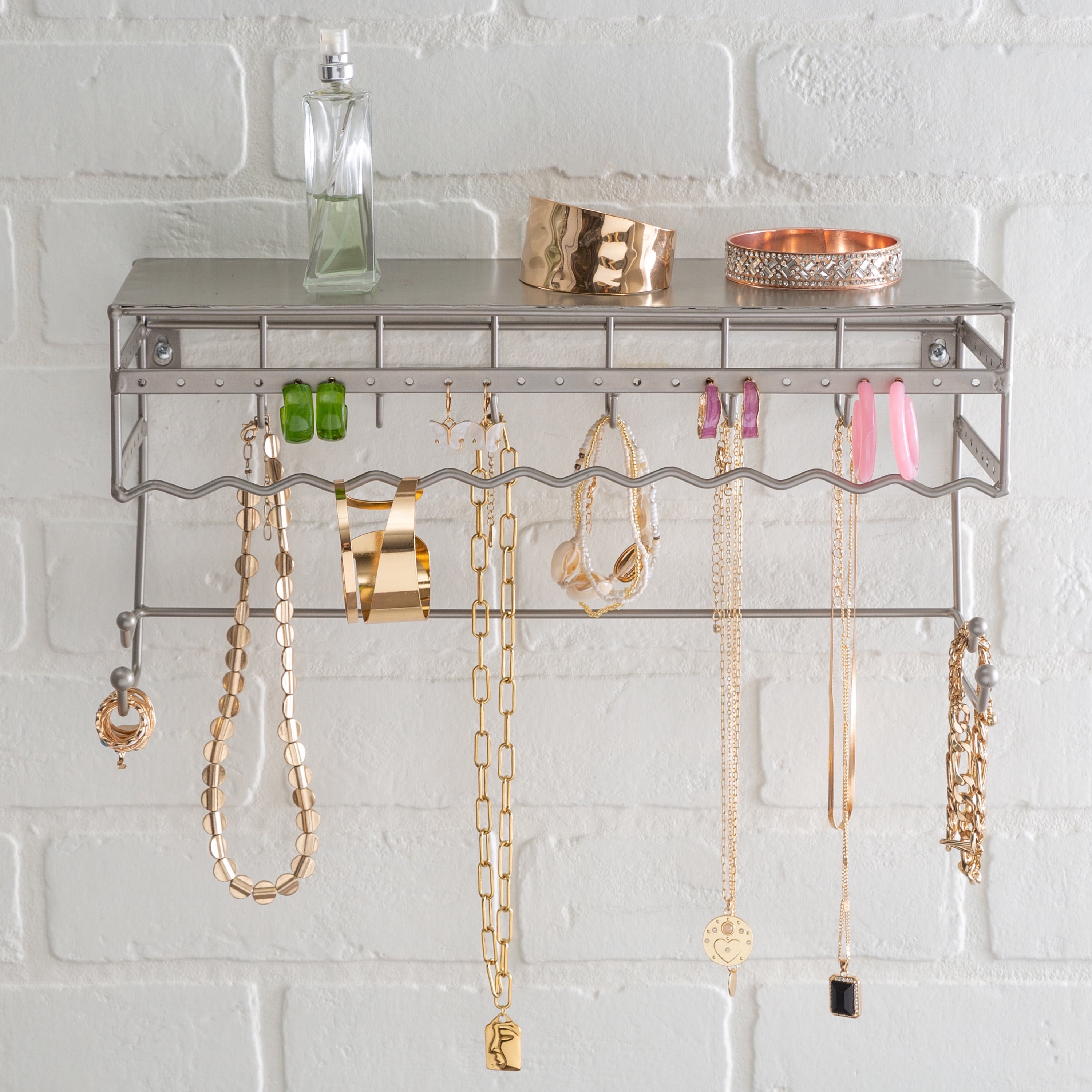 Simplify Wall Mount Iron Jewelry & Accessory Organizer in Satin