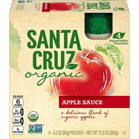 Santa Cruz Organic Apple Sauce Original - 4 Pouches Pack of 3