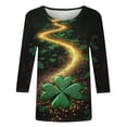 thumbnail image 2 of TaTaai St. Patrick's Day Women's Casual Print Round Neck 3/4 Sleeve T-Shirt Loose Top Gift, 2 of 5
