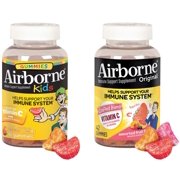 Airborne Assorted Fruit Flavored Gummies Family Pack (Adult + Kids), 84 count (2 x 42 count) - 1000mg of Vitamin C and Minerals & Herbs Immune Support