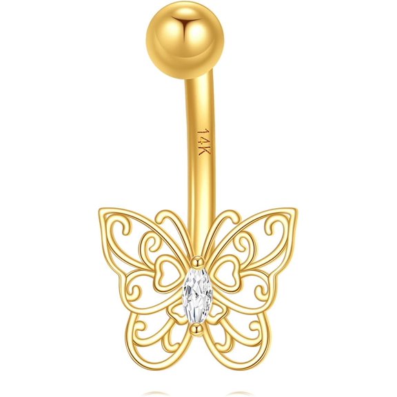 YAFEINI 14K Gold Belly Button Rings for Women Gold Dangle Belly Piercing Gold Navel Rings for Woman Body Piercing Jewelry