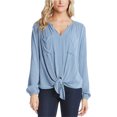 thumbnail image 1 of Karen Kane Blusa de gasa con lazo en la parte delantera para mujer, azul, grande Karen Kane Pull-over, 1 of 1