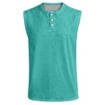 thumbnail image 2 of Zimjoy Mens Tank Tops Summer Casual Workout Loose Fit 3 Button Henley Shirts Lightweight Muscle Sleeveless Tee Shirts with Pockets Green M, 2 of 5