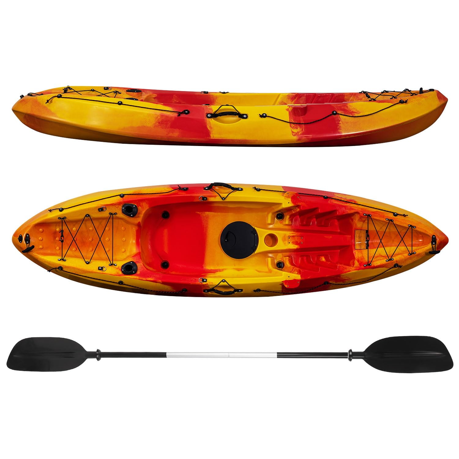 Ataucjin Kayaks, 9.38FT Fishing Kayak with Paddle, Sit on Top Kayak for Adults, Capacity of 308LBS, Hard Shell Recreational Ocean Kayak Boat