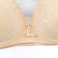 thumbnail image 6 of WREESH Push-Up Bra Women No Underwire Bras Printed Gathered Middle Button Breathable Underwear Daily Bra Plunge Bra Underwear Beige, 6 of 6