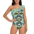 thumbnail image 5 of Bryluen Deep V-Neck Halter One-Piece Swimsuit Ladies Monokini Beach Bathing Suits Swimwear Retro Vintage Pattern Nature Flower, 5 of 5