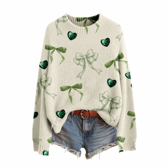 St Patricks Day Sweater Women Long Sleeve Irish Oversized Saint Patty Pullover Plus Size Sweater