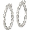 thumbnail image 3 of Sterling Silver Twisted 2mm Hoop Earrings (21 X 20) Made In Thailand qe3790, 3 of 6
