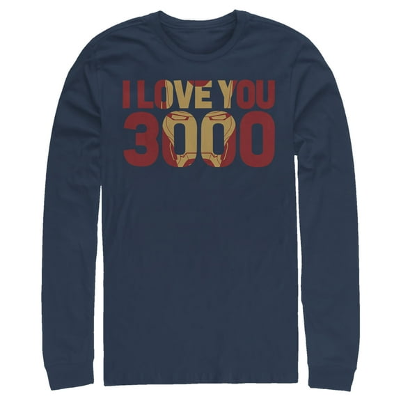 Men's Marvel Iron Man Forever Love 3000 Long Sleeve Shirt Navy Blue X Large
