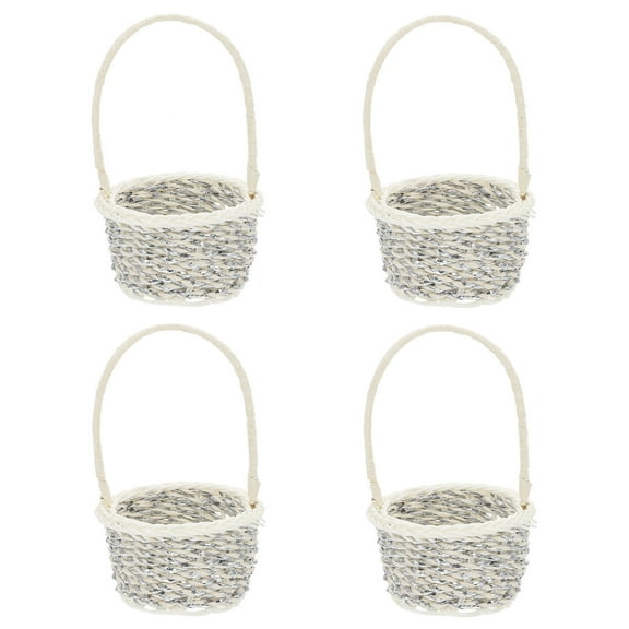 KHBUAB 4Pcs Hand Basket Woven Design Plastic Modern Farmhouse Wedding Basket