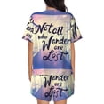 thumbnail image 3 of Bixox Women's Not All Those Who Wander Are Lost Printed Pajama Set 2 Piece Lounge Set Top and Shorts Soft Pajamas, Shorts with Pockets, 3 of 7