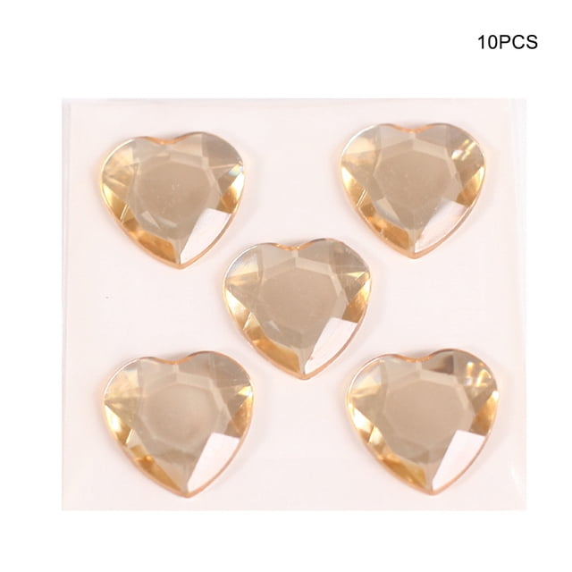 Heart Rhinestone Stickers Acrylic Crystal Gems Multipurpose Decorative Handheld Clothes Scrapbooking DIY Crafts Necklace Light Coffee