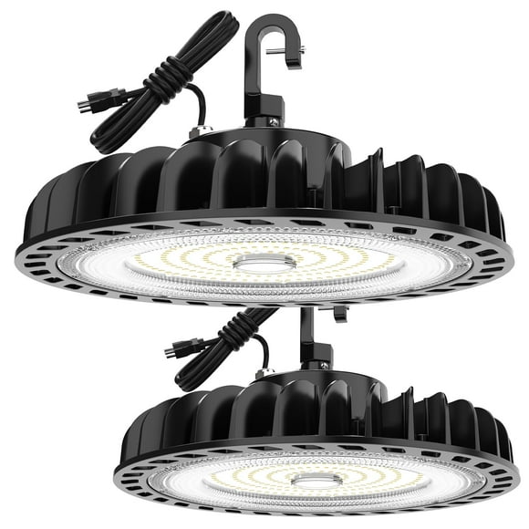 HYPERLITE Lumières LED Haute Baie 155W 140lm/W UFO LED Haute Baie avec Prise US, Non-Dim, 5000k Lumière du Jour ETL Listed Lumières LED Haute Baie pour Garage
