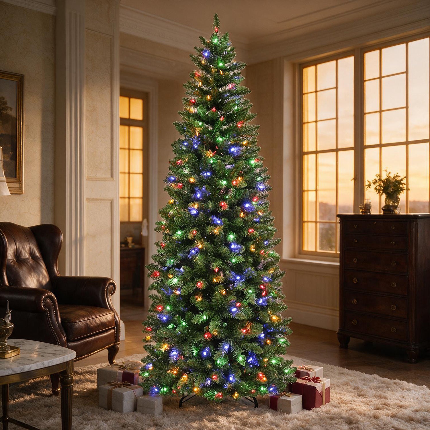 Vivatrees 7.5ft Slim Pre-Lit Artificial Christmas Tree photo 8