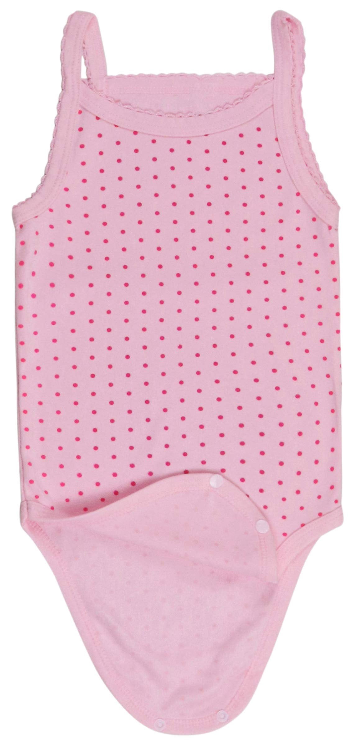 ToBeInStyle Girls' Pack of 4 Ultra-Soft Cotton Spaghetti Strap Baby Bodysuits w/ Ruffle Trim - Pastel Dots - 0-3 Months Old