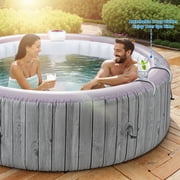 82 Inflatable Hot Tub, Segmart 5 to 7 Person Outdoor Hot Tub, Round Portable Home Spa with 130 Soothing AirJets, Lockable Cover, and Storage Bag, Built-in Heater Pump, Max. 104°F