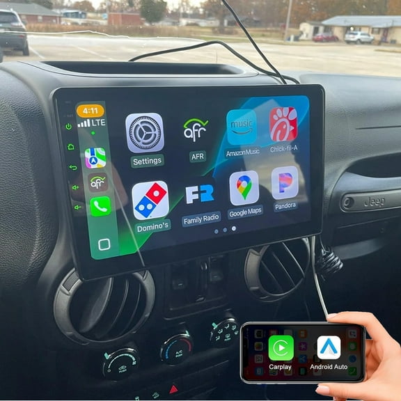 Gsuatey Car Radio Stereo for Jeep Wrangler JK 2007-2018 with Wireless CarPlay Android Auto,10 Inch Touch Screen with GPS FM Bluetooth SWC Backup Camera