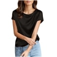 thumbnail image 2 of Sentmoon Blouse Tunique pour Femmes Col Ras du Cou Manches Courtes Hauts Entraînement Décontracté Basique Grande Taille Hauts d'Été pour Femmes Offres 2025 du Jour Liquidation, 2 of 6