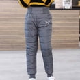 thumbnail image 5 of Odeerbi Kids Pants Autumn Winter Baby Girls Boys Solid Color High Waist Plush Down Cotton Pants Thickened Thermal Cotton Pants Liner Gray, 5 of 6