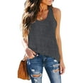 thumbnail image 2 of Women Summer Tops Women Sleeveless Summer Casual Tops O Neck Solid Color Casual Shirts Loose Fit Blouse Women's Shirts Sleeveless Tunic Loose Fit Tank Top Dresses for Clothes Woman Denim Dark Gray L, 2 of 7