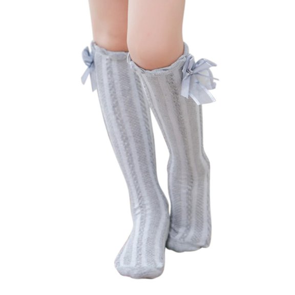 Ame New Fashion Toddlers Girls Cotton Socks School Knee High Bow Warmer 3-12Y