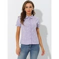 thumbnail image 3 of DARING DIVA Peter Pan Collar Cotton Short Sleeve Shirt M Purple, 3 of 6