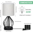 thumbnail image 2 of Table Lamp Set of 2, Edison Bulb Desk Lamp with 2 USB Charging Ports and AC Outlet for Dorm, Office, Bedroom, Living Room, Linen, 2 of 7
