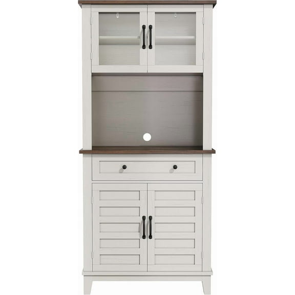 Yesurprise 72" Pantry Cabinet with Storage Drawers Tall Kitchen Pantry Storage Cabinet with 2 Glass Doors Farmhouse Kitchen Hutch for Living Room Dining Room White