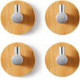 thumbnail image 1 of Wallet Key Holder, Self-adhesive Bamboo & Stainless Steel Hanger, Protective Smooth Corners for Delicate Items, Easy Installation Without Drilling for Various Surfaces, 1 of 7