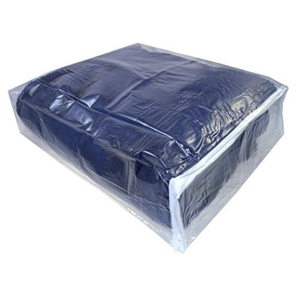 Set of 10 Clear Vinyl Zippered Blanket Storage Bags 15x18x5 Inch
