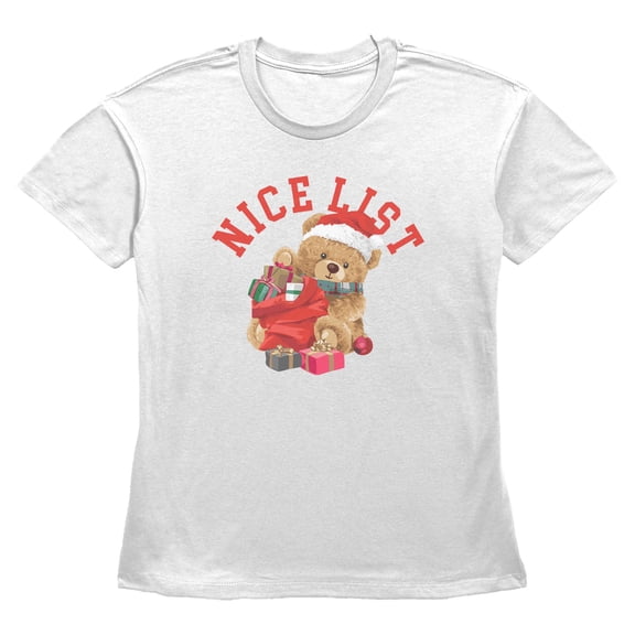 Womens Lost Gods Nice List Teddy Bear T Shirt