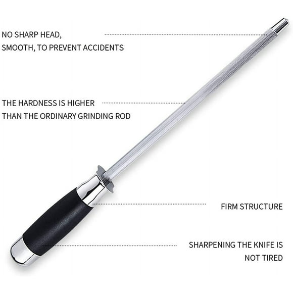 Afilador de cuchillos de diamante - Varilla de acero para afilar de uso doméstico - Apto para todo tipo de cuchillos