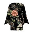 thumbnail image 4 of Women Work Kimono Cardigans Summer Button Bohemia Cardigans Aztec Ethnic Printed Blouses Open-Front Top V Neck 3/4 Sleeves Tops Dress Cover Up Formal Dark Blue S, 4 of 6