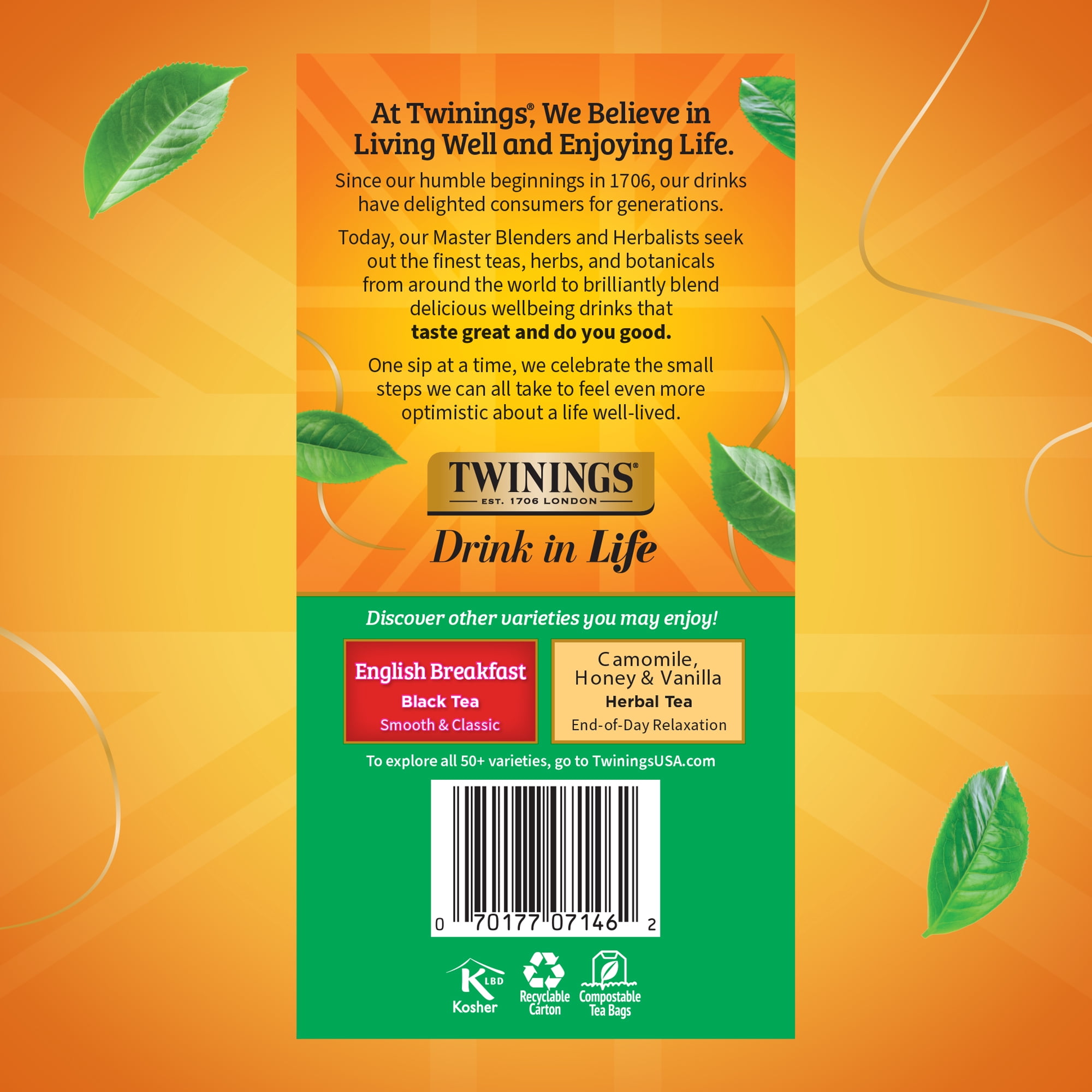 (4 pack) Twinings Irish Breakfast Robust Black Tea Bags, 50 Count Box
