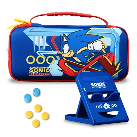 Sonic the Hedgehog Gaming On-the-Go Car Kit, Durable Travel Case for Nintendo Switch, Hands-Free Stand, and Precision Controller Grips for Portable Gaming Excitement, 8  Years