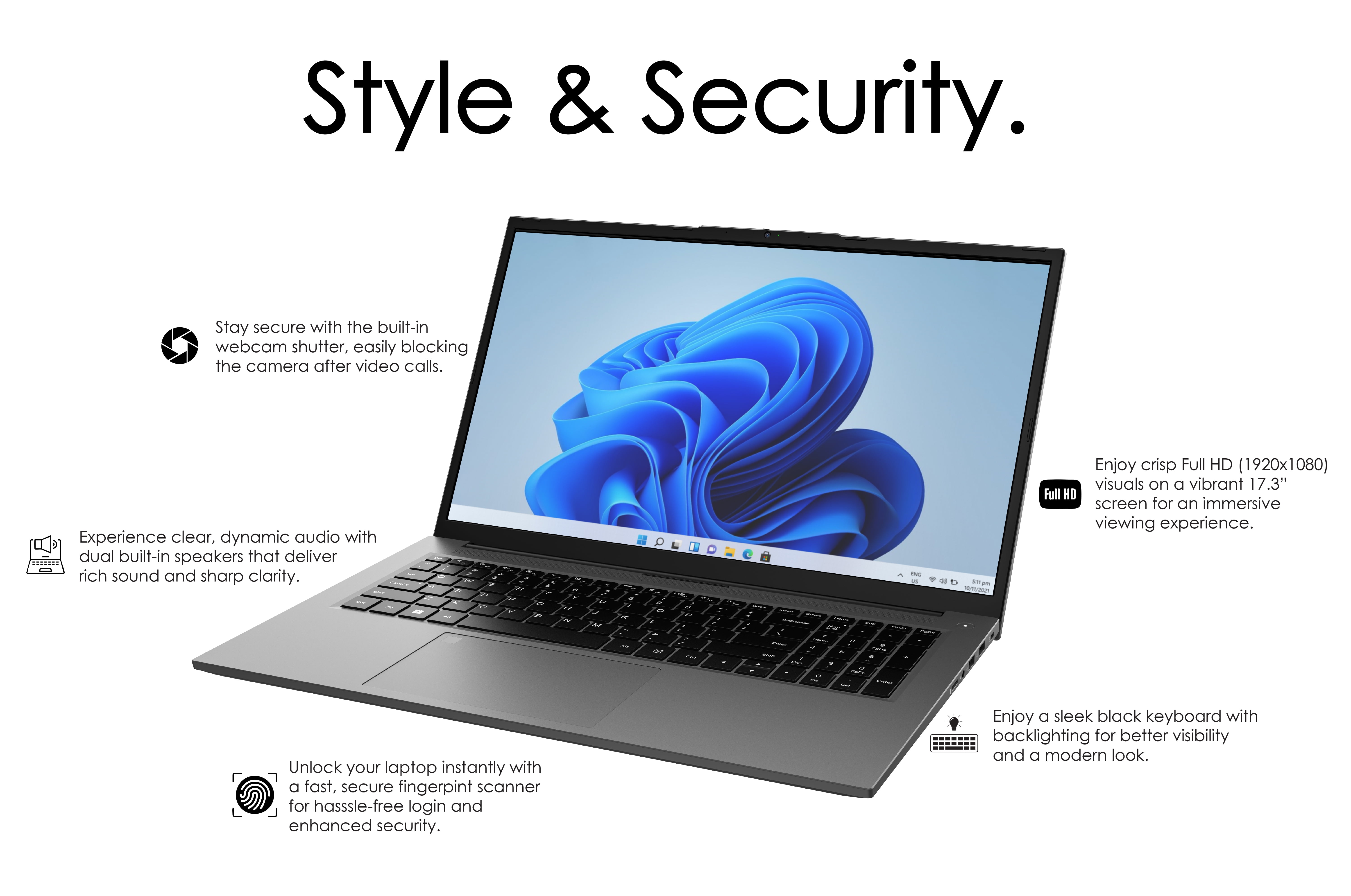 RCA 17.3” Slim Notebook, FHD Resolution, AMD Ryzen 7-5700U, 512GB