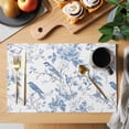 thumbnail image 2 of White Blue Spring Floral Placemats Set of 12 Summer Birds Botanical Place Mats Indoor Wipeable Table Mats Washable Cloth Dining Table Placemats for Kitchen Holiday Party Home Decor 13x19 Inch, 2 of 9